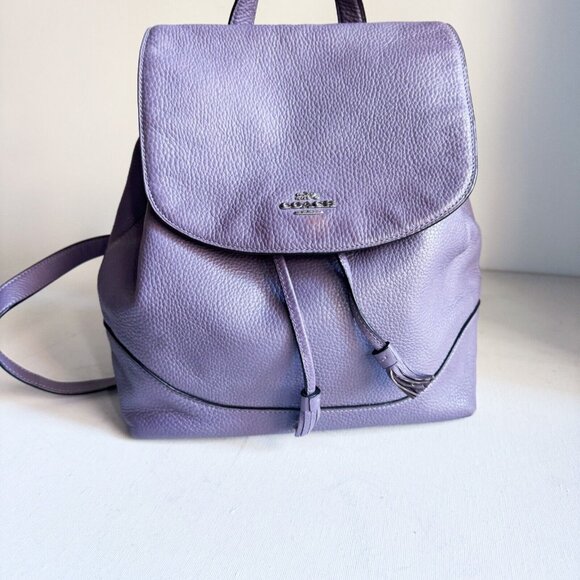 Coach Lilac Purple Pebbled Leather Backpack - Picture 2 of 9
